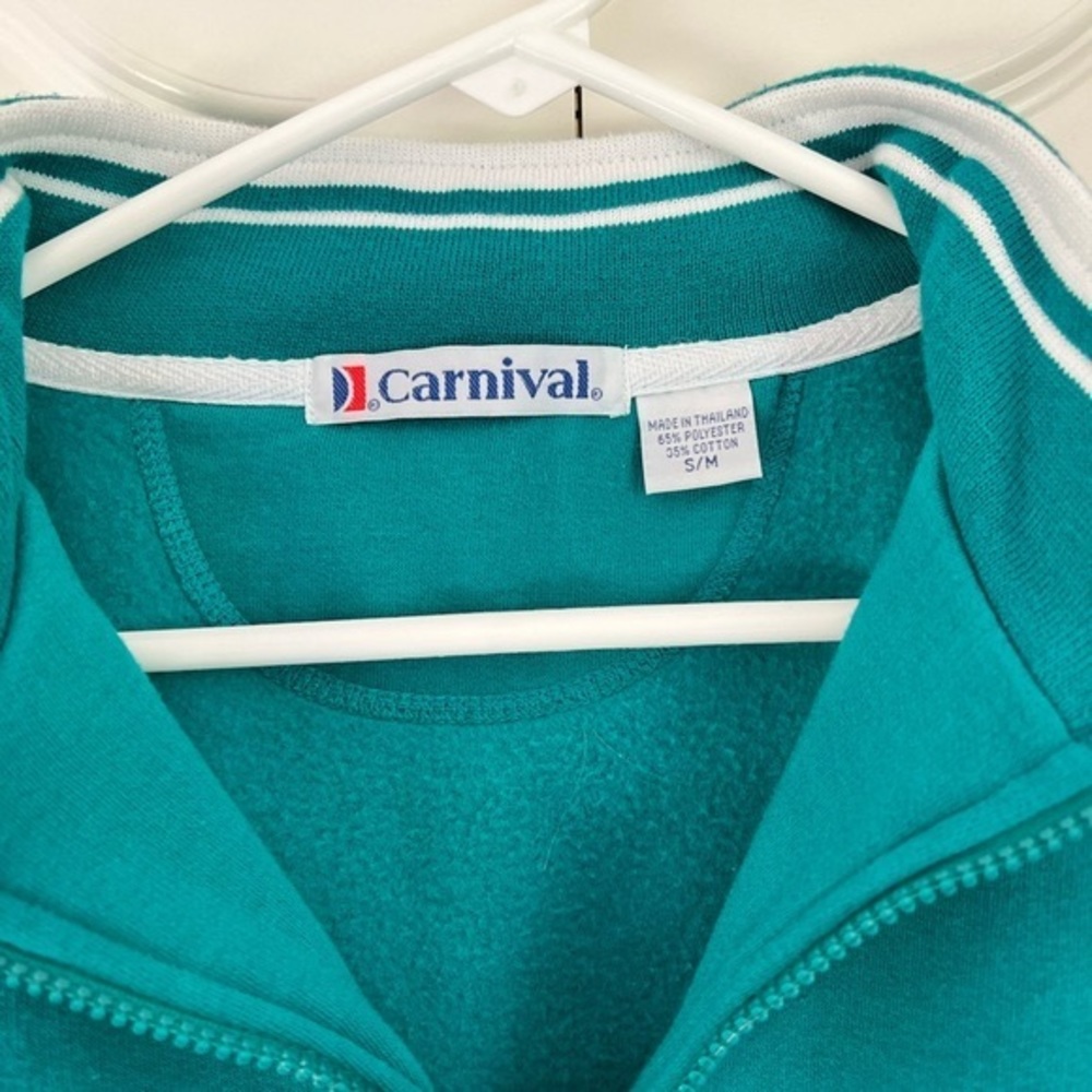 Carnival Vintage Quarter-Zip Sweatshirt.  Size S-M. Teal in Color. LIKE NEW - Picture 2 of 5